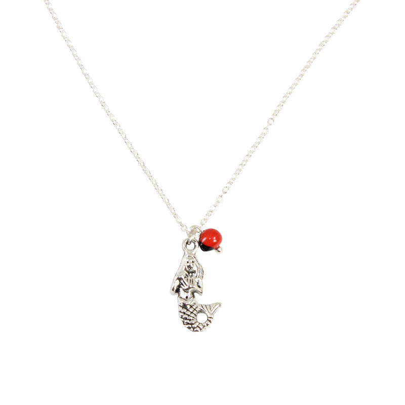 Adjustable Silver Tone Good Luck Charm Necklace w/ Huayruro Red & Black Seed Beads 16" - 18" - Peru Gift Shop