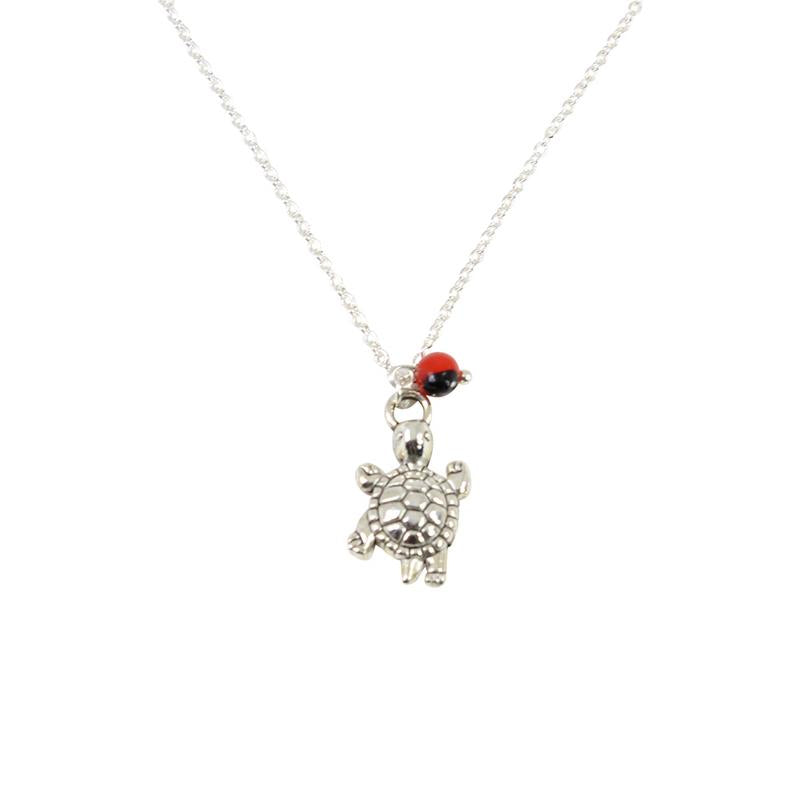 Adjustable Silver Tone Good Luck Charm Necklace w/ Huayruro Red & Black Seed Beads 16" - 18" - Peru Gift Shop