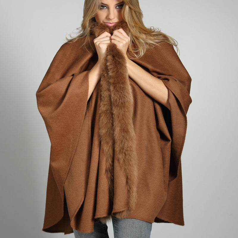Stylish & Luxury Baby Alpaca Wool Warm Ruana Cape- One Size Fits All